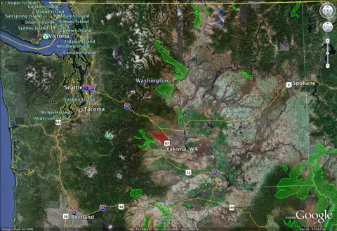 Map of sick bighorn populations in Washington
