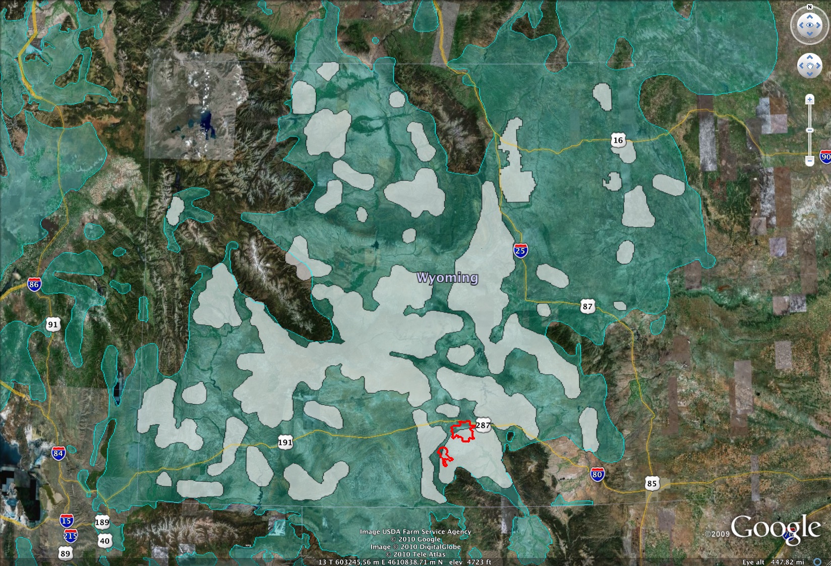 Project Area for Chokecherry and Sierra Madre Wind Energy with Wyoming Governor's Core Area mapping