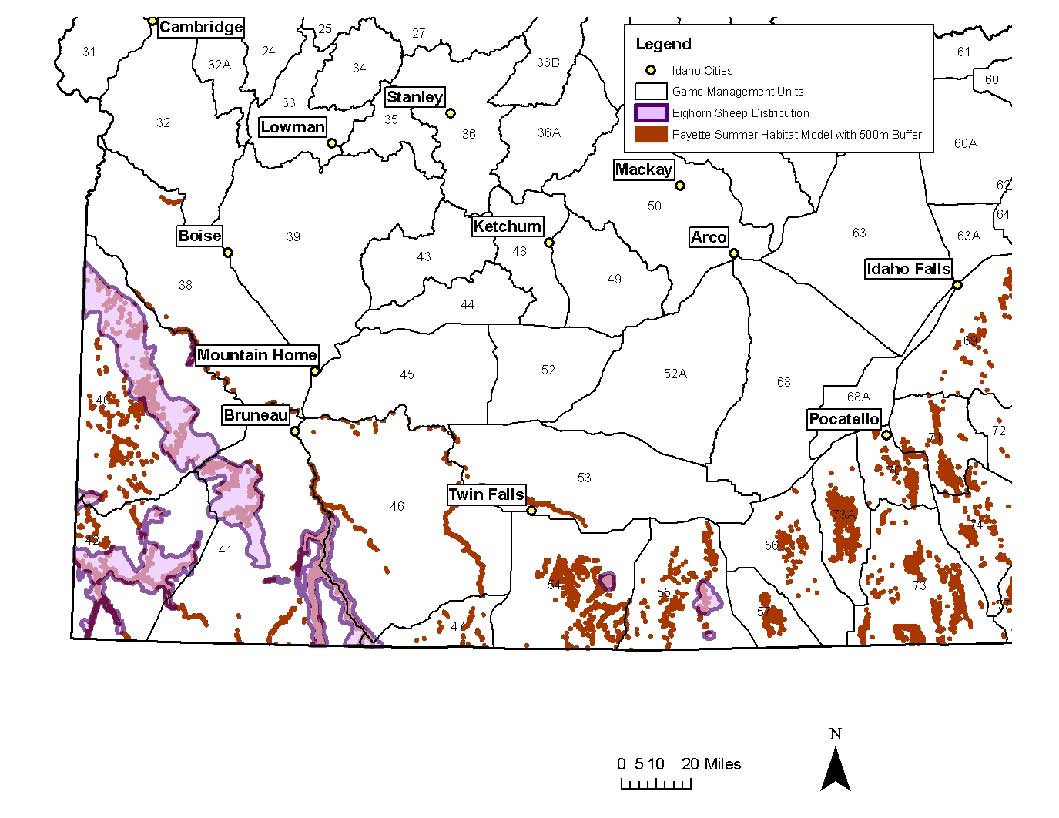 Bighorn distribution and habitat in southern Idaho