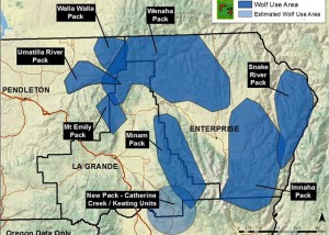 Map of Oregon wolf pack territories. 2013. By Oregon Department of Fish and Wildlife.